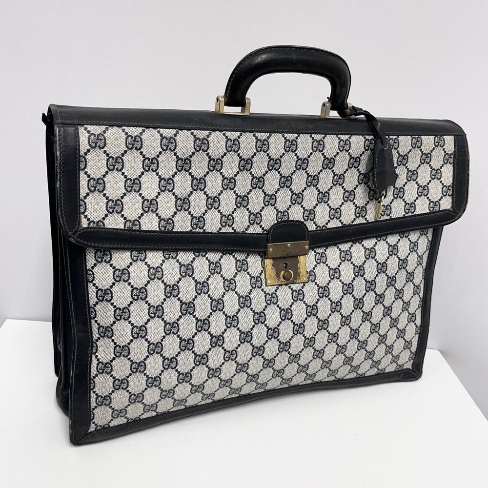 Gucci Black and Gray Monogram Briefcase - Picture 2 of 16
